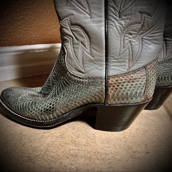 Grey Western Cowgirl Boots Authentic Snake Skin Leather Size 5 Great Condition - Picture 3 of 10